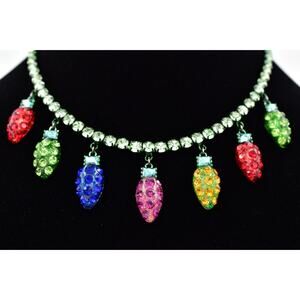 Betsey Johnson Christmas Lights Collar Necklace Holiday Crystal Festive NWT Bin8